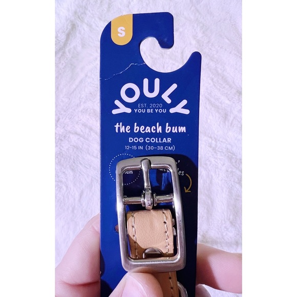 NWT | Youly Small Tan RopeWrap Dog Collar White Coral Green | 12-15”Neck Meas. - Picture 3 of 6